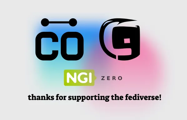 COmmunecter, Gancio and NGI logos with the text "Thanks for supporting the fediverse"