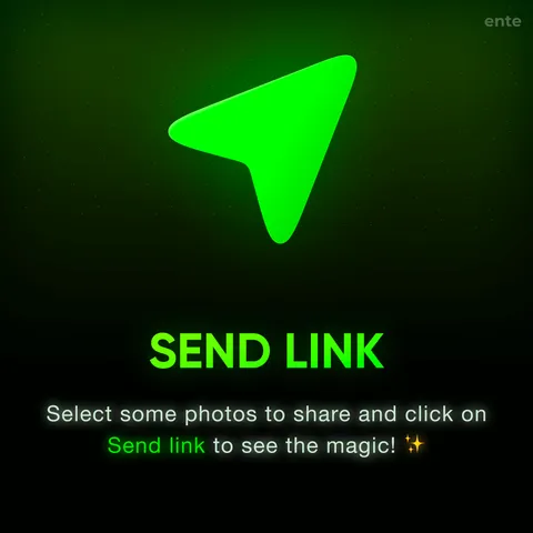 Poster for Ente's feature that enables previews for shared links.