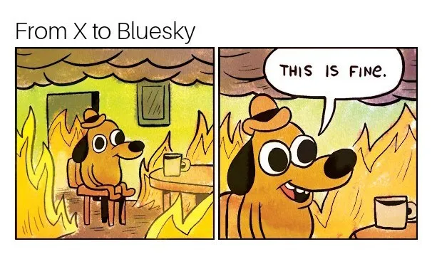 This is fine meme.

Caption: From X to Bluesky