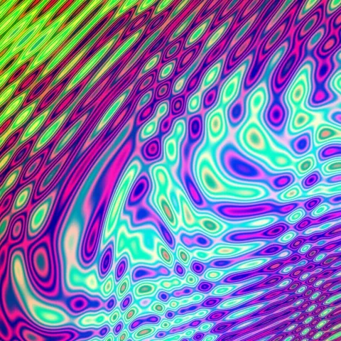Colorful abstract art that came out of an old C program. Yes, this was for a course on C programming. In the demoscene this is called a plasma.