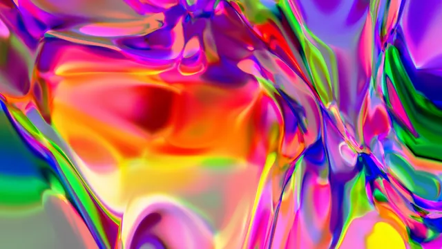 An abstract field of bright colour with smooth areas separated by wavy fringes