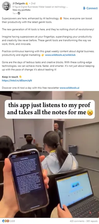 "this app just listens to my prof and takes all the notes for me"
