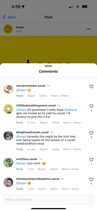 Pixelfed Comments section with Pixelfed Trusted Mutuals active
