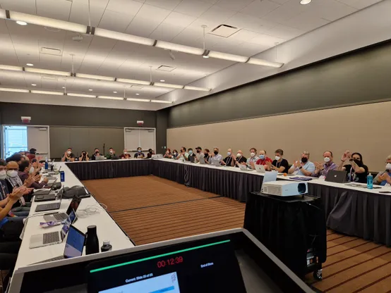 The view of the language summit from the lectern. 