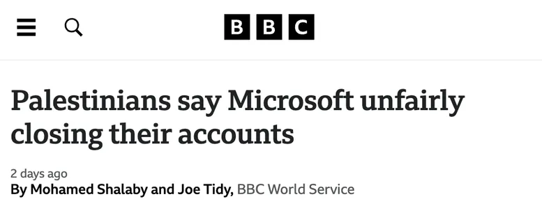 Palestinians say Microsoft unfairly closing their accounts