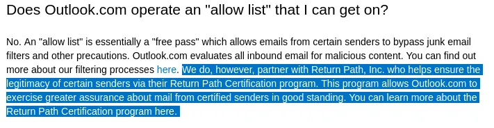 Copie d'écran de documentation de Outlook
