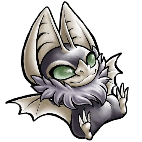 chibi nugget of extinct's fursona: a purple bat named mori