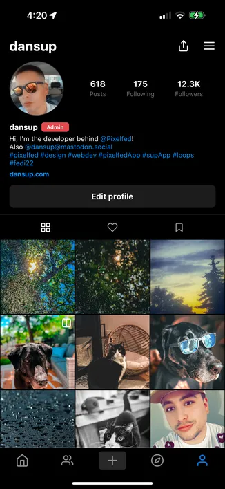 Pixelfed App Dark Mode