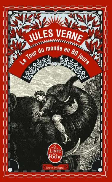 Jaquette du roman de Jules-Verne 'Le tour du monde en 80 jours"