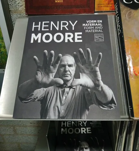 Copy of exhibition catalogue "Henry Moore: Form and Material" in a museum shop