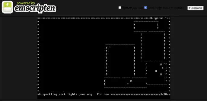 In The Dark, a rogue-like game, playing in a browser via em-dosbox.