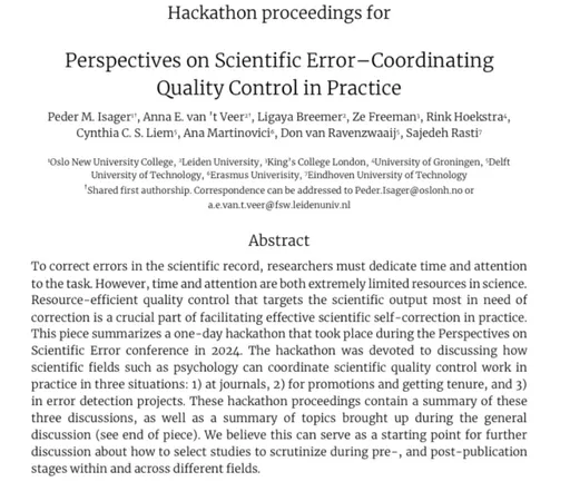 Screenshot of abstract of preprint 