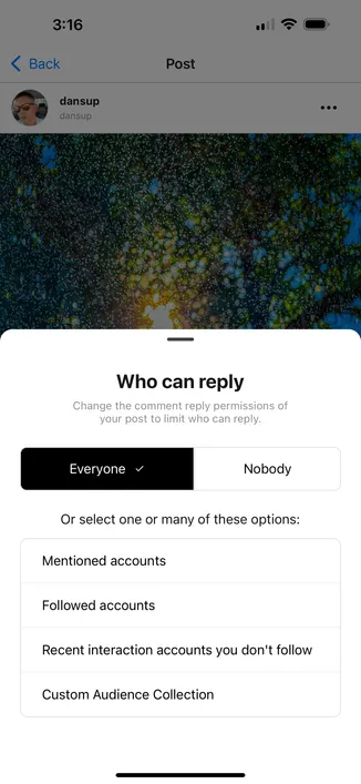 Pixelfed Comment Controls