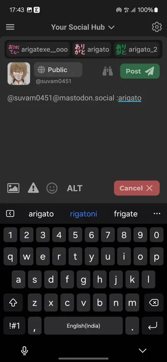 app screenshot showcasing emoji auto completion