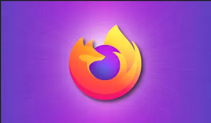 Mozilla Firefox logo on a purple sunburst background.