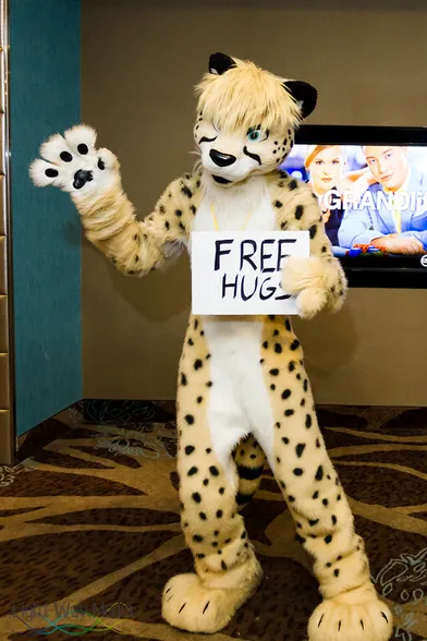 Shadow giving out free hugs at a con.