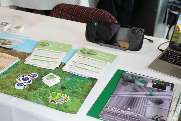 A close up of the leaflets and flyers on the Minetest stand