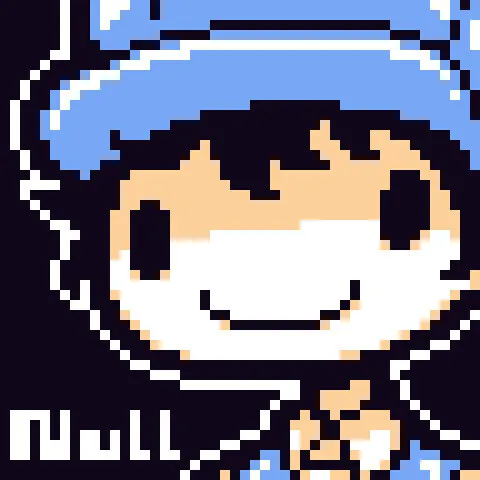 Portrait of Null with a yellow & blue color palette 