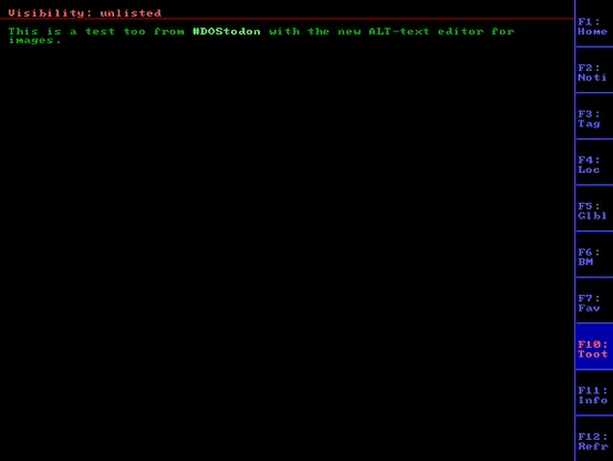 A screenshot of the toot editor of DOStodon