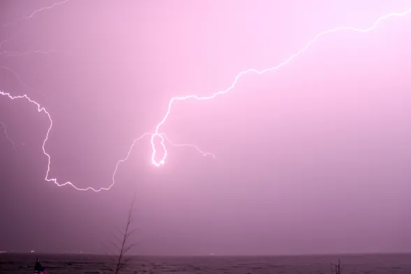 Image of an awesome horizontal lightning bolt that I captured on Saturday when evening thunderstorms moved through the Pacific Northwest.