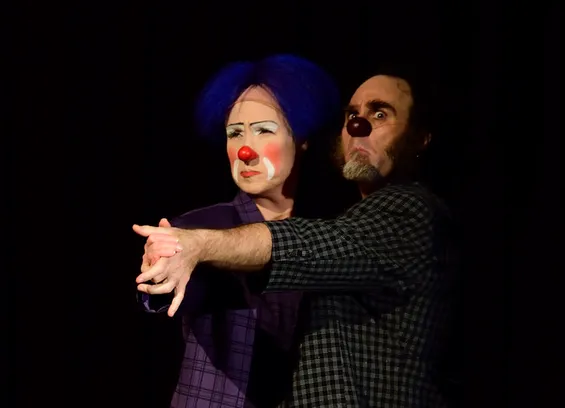 "Dancing Clowns" photo by John Allen Grant, 2016.

Two clowns dancing together, attempting to look dramatic and serious and failing in all the right ways.
