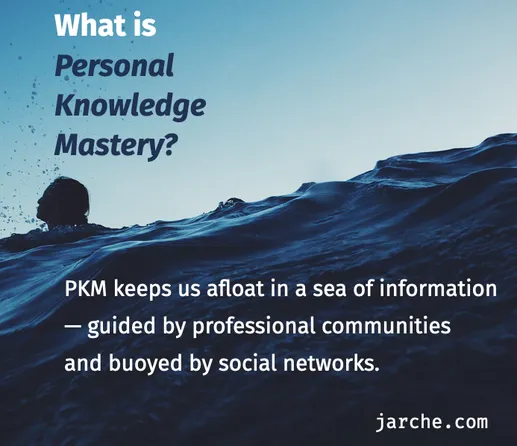 What is Personal Knowledge Mastery?

PKM keeps us afloat in a sea of information — guided by professional communities and buoyed by social networks.

Image: swimmer in deep water