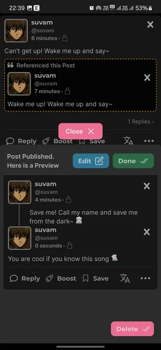 app screenshot showing reply composer