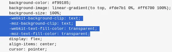 Throwing properties at it, maybe it works...
    -webkit-background-clip: text;
    -moz-background-clip: text;
    -webkit-text-fill-color: transparent;
    -moz-text-fill-color: transparent;