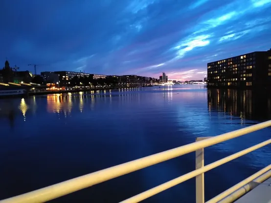 A picture of the IJhaven in Amsterdam, at dusk