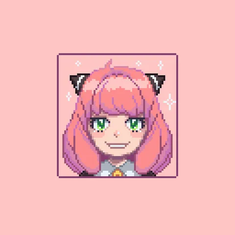 Pixel Art portrait of Anya Forger.