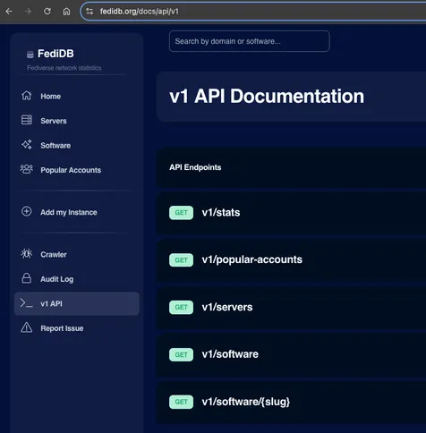 FediDB API v1 docs