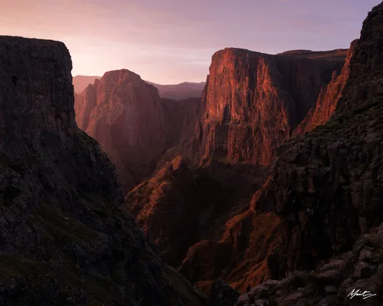 sunrise in the drakensberg mountains