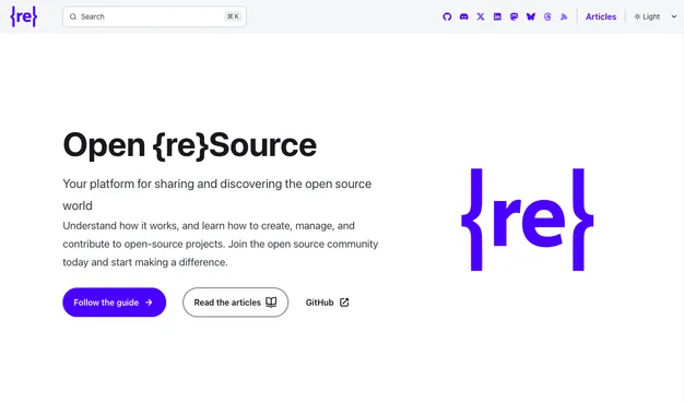 Screenshot of the new homepage of openresource.dev