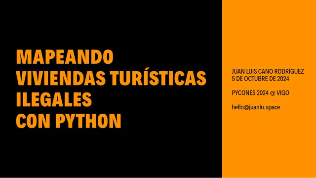 Mapeando viviendas turísticas ilegales con Python

Juan Luis Cano Rodríguez
5 de octubre de 2024
PyConES 2024 @ Vigo

hello@juanlu.space