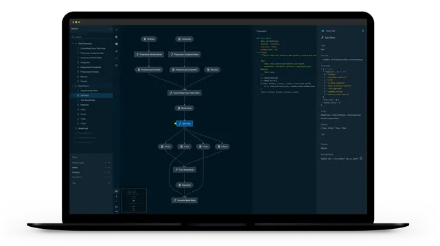 Screenshot of Kedro-Viz, showing the visualization of a data pipeline and other GUI elements