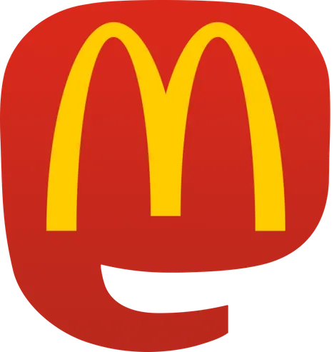 The mastodon logo but I made the "m" be the McDonald's "m" and changed the colours to the Maccas colours.

This is a joke, it's not actually the new mastodon logo.