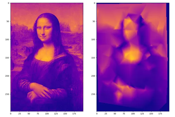 The Mona Lisa converted to a low poly model.