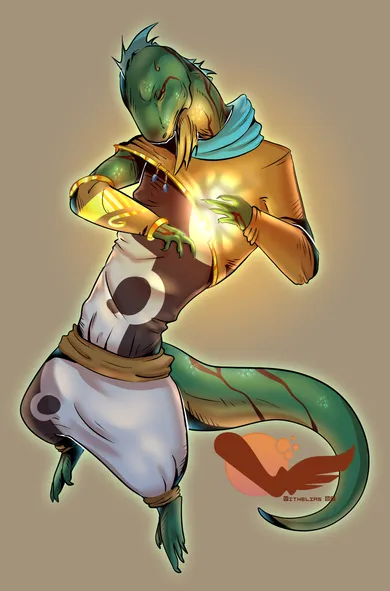 Nuru, the main character of my comic, an anthropomorphic female lizard.