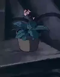 An animated gif of a flower being slightly moved by rain.