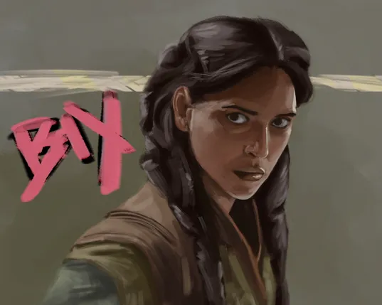 Digital painting of a woman - Bix Caleen from the Star Wars series Andor