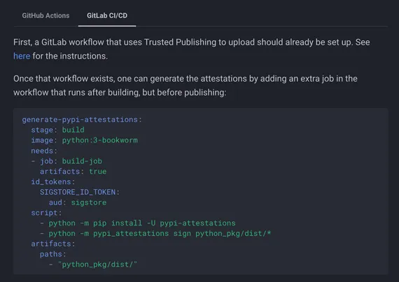 screencap of https://docs.pypi.org/attestations/producing-attestations/#gitlab-cicd