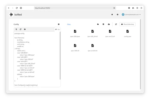 The starting screen for bofied