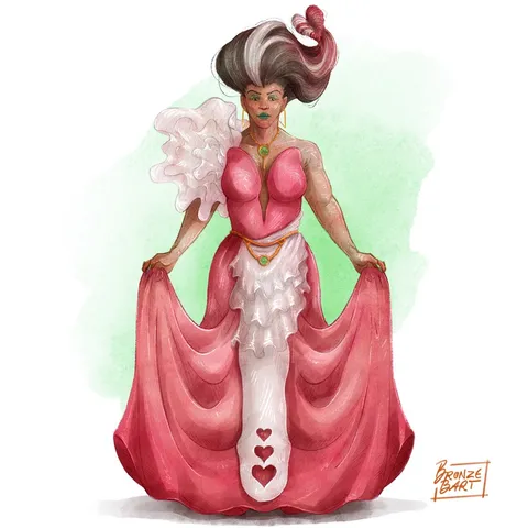 Illustration of a drag queen inspired by the Handmaid’s tale if the maids were treated as actual princesses as they should have been