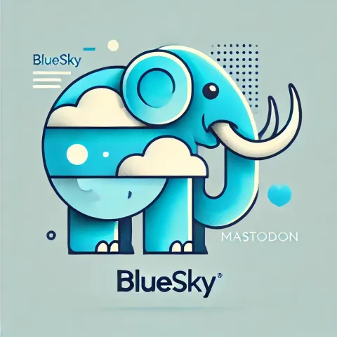 a mashup of the Bluesky and Mastodon logos, shamelessly created using Dall-E