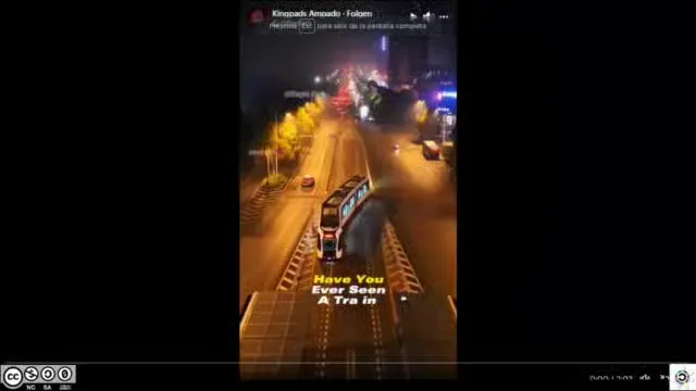 Video of a kind of street bus that looks like a city train and moves fast and like makic on streets because there are lines reservated for him and painted in a specific manner. Those lines apparently guide the driving sistem. There is still a driver that has a stearing wheel but he doesn't touch it.