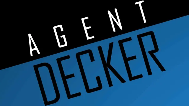 The logo for the game Agent Decker, featuring its name on a blue and black background.