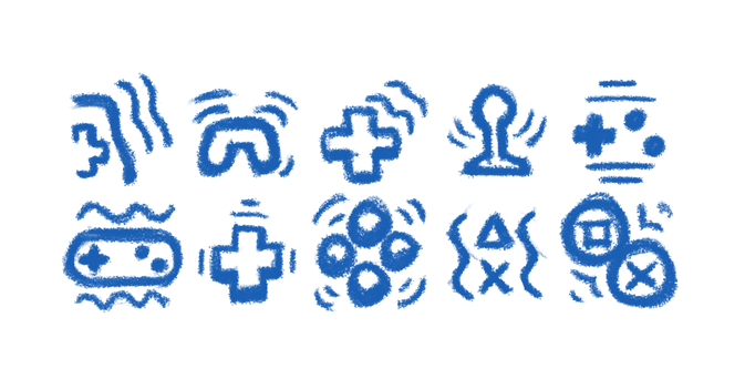 Controller vibration. Symbolic icon sketches.