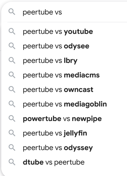 peertube vs

peertube vs youtube
peertube vs odysee
peertube vs lbry
peertube vs mediacms
peertube vs owncast
peertube vs mediagoblin
peertube vs newpipe
peertube vs jellyfin
peertube vs odyssey
dtube vs peertube