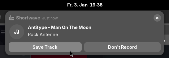 Screenshot of Shortwave notifications