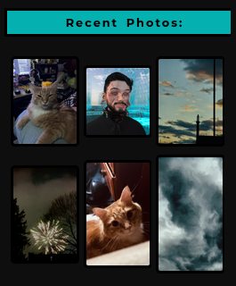 screenshot from my website showing a small grid of recent photos I've posted to Pixelfed